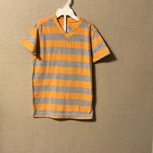 Class Club Orange and Gray Striped Short Sleeve Tee